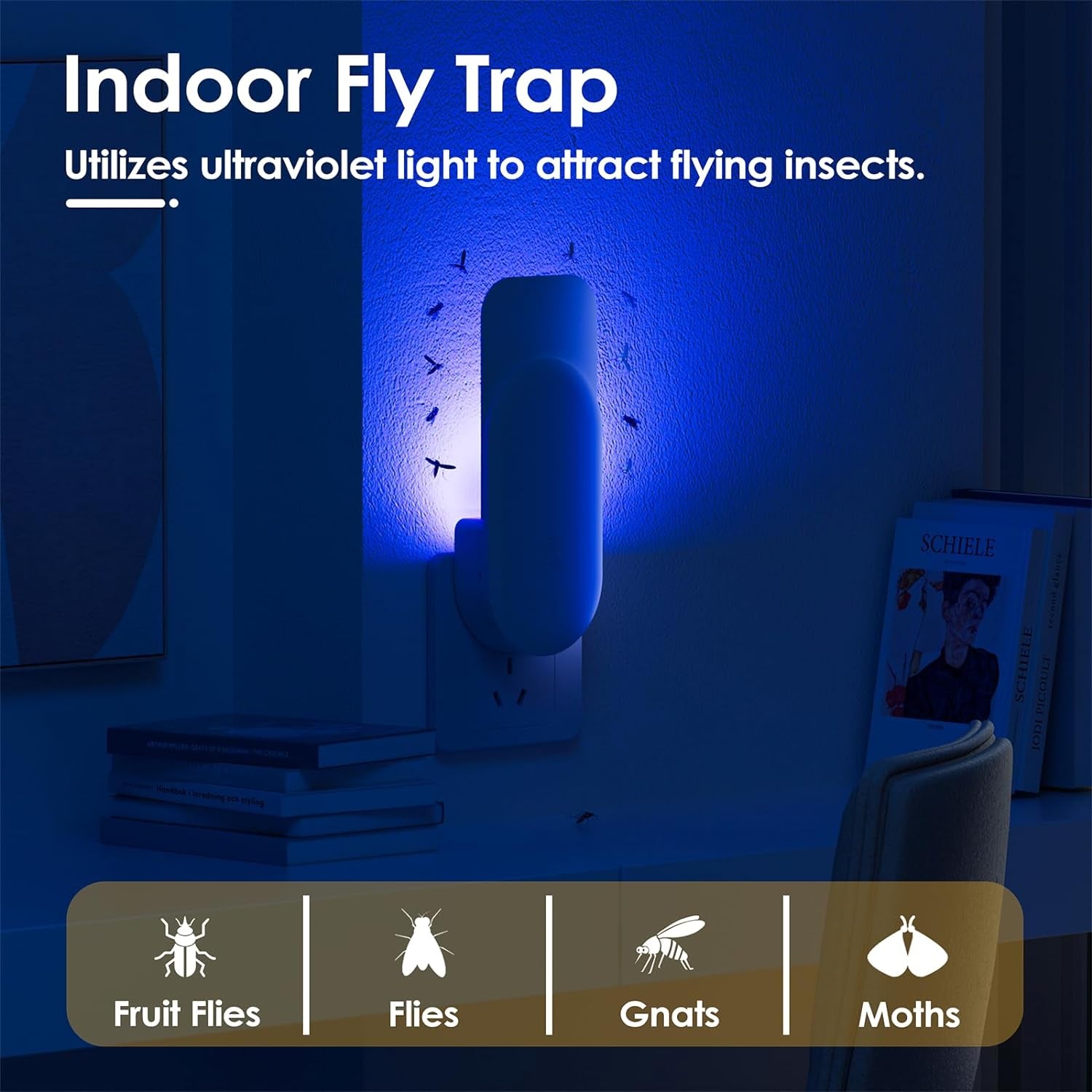Transform Your Home into a Pest-Free Sanctuary with the 2-in-1 Indoor Flying Insect Trap - Ultimate Fruit Fly & Gnat Solution with 6 Glue Cards