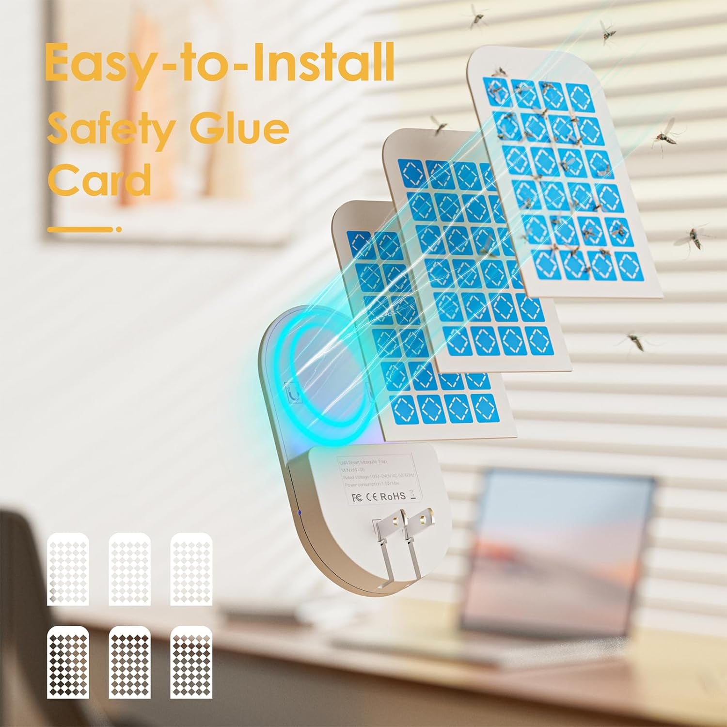 Transform Your Home into a Pest-Free Sanctuary with the 2-in-1 Indoor Flying Insect Trap - Ultimate Fruit Fly & Gnat Solution with 6 Glue Cards