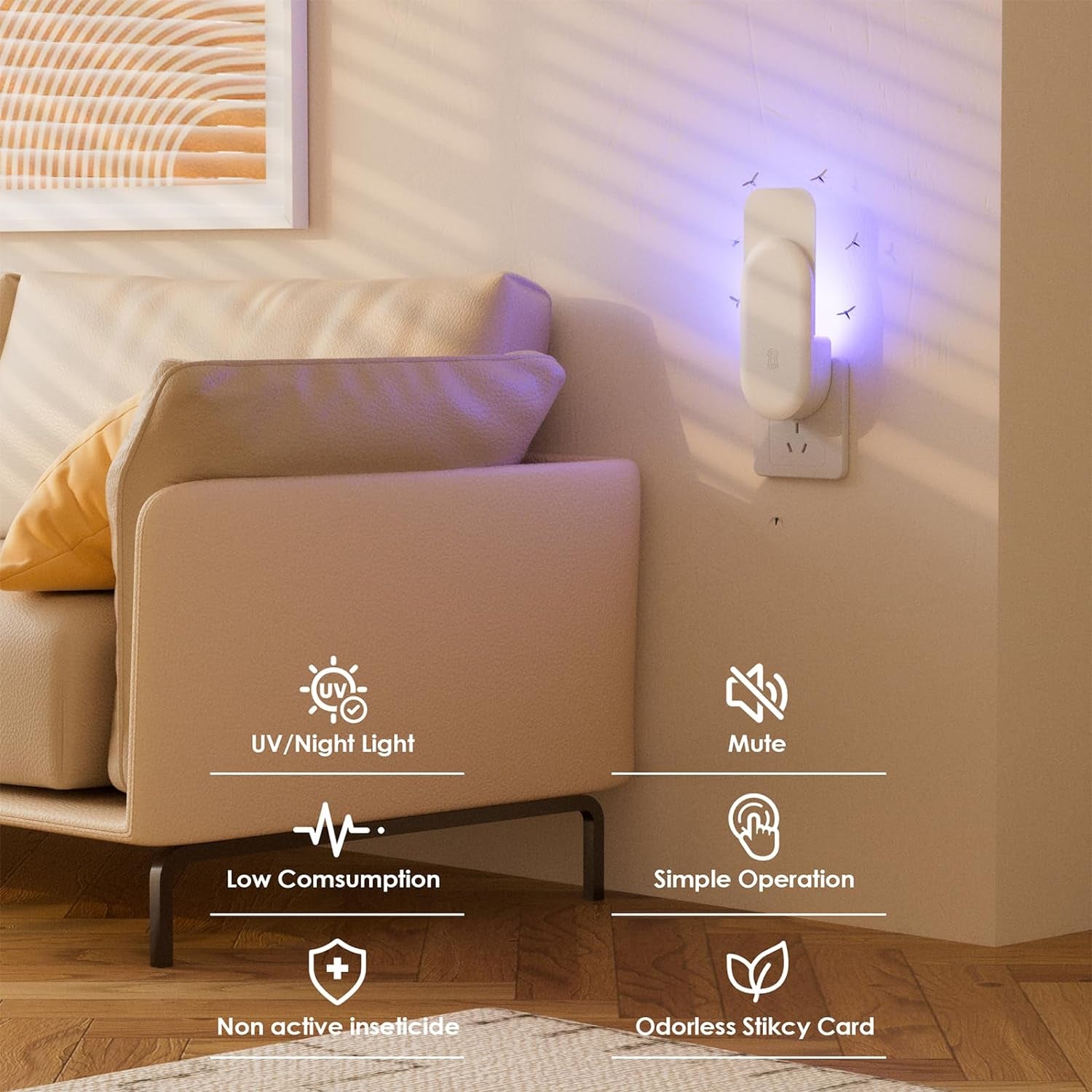 Transform Your Home into a Pest-Free Sanctuary with the 2-in-1 Indoor Flying Insect Trap - Ultimate Fruit Fly & Gnat Solution with 6 Glue Cards
